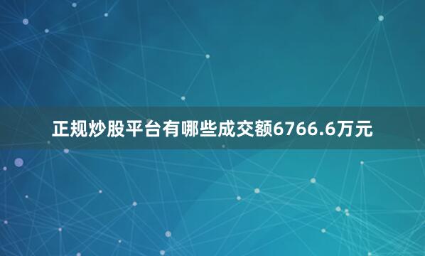 正规炒股平台有哪些成交额6766.6万元